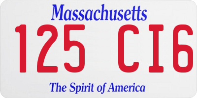 MA license plate 125CI6