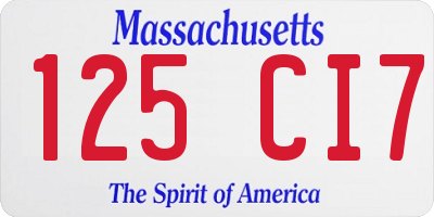 MA license plate 125CI7
