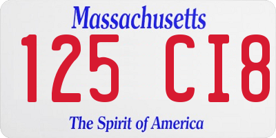 MA license plate 125CI8