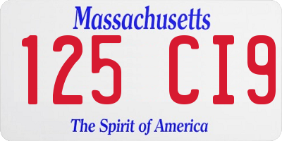 MA license plate 125CI9
