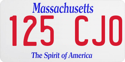 MA license plate 125CJ0