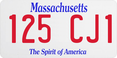 MA license plate 125CJ1