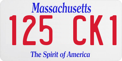 MA license plate 125CK1