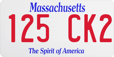 MA license plate 125CK2