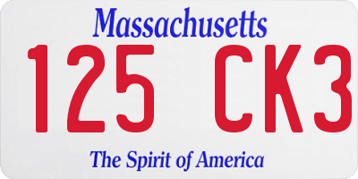 MA license plate 125CK3