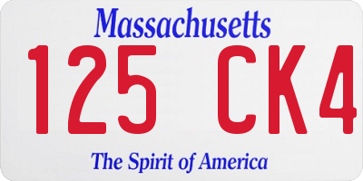 MA license plate 125CK4