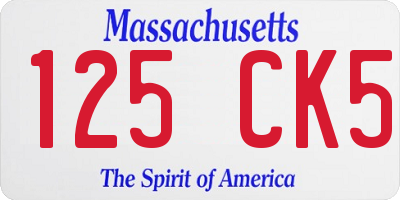 MA license plate 125CK5