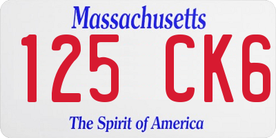 MA license plate 125CK6