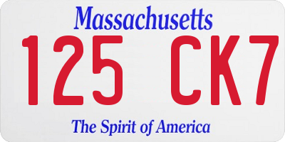 MA license plate 125CK7