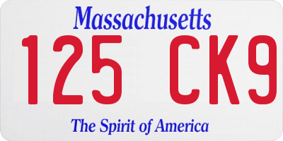 MA license plate 125CK9