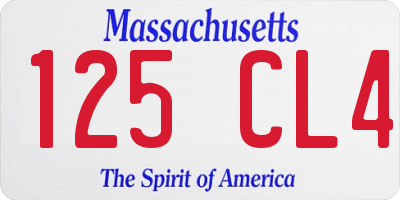 MA license plate 125CL4