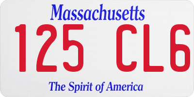 MA license plate 125CL6