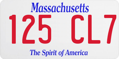 MA license plate 125CL7