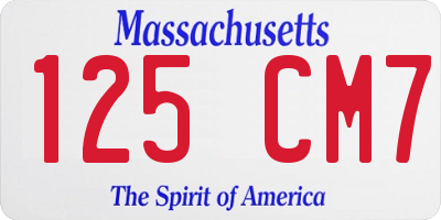 MA license plate 125CM7