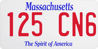 MA license plate 125CN6