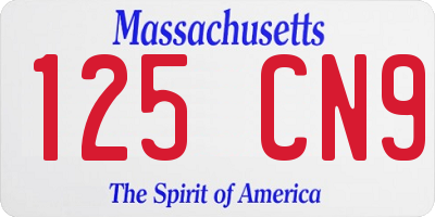 MA license plate 125CN9