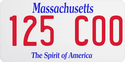 MA license plate 125CO0