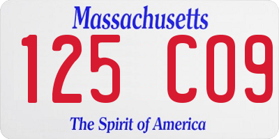 MA license plate 125CO9