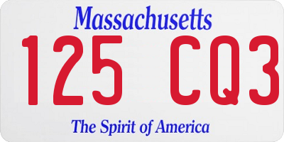 MA license plate 125CQ3