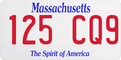 MA license plate 125CQ9