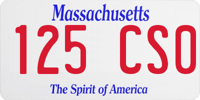 MA license plate 125CS0