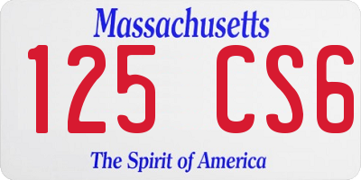 MA license plate 125CS6