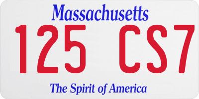 MA license plate 125CS7
