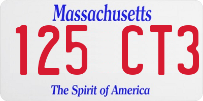 MA license plate 125CT3