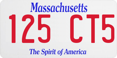 MA license plate 125CT5