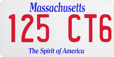 MA license plate 125CT6