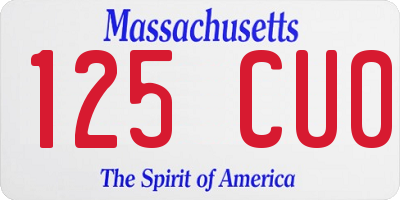 MA license plate 125CU0