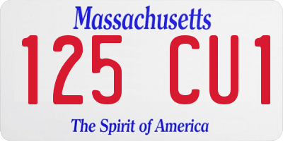 MA license plate 125CU1