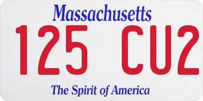 MA license plate 125CU2
