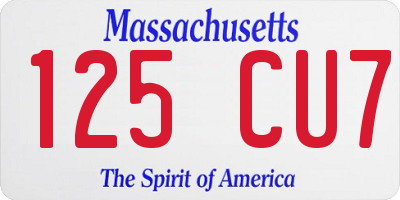 MA license plate 125CU7