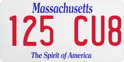 MA license plate 125CU8
