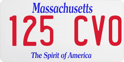 MA license plate 125CV0