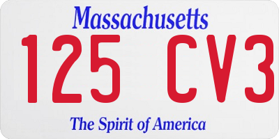 MA license plate 125CV3
