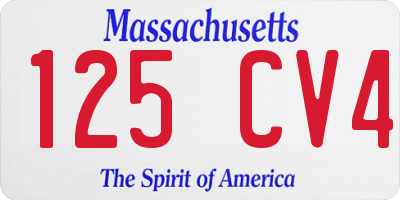 MA license plate 125CV4