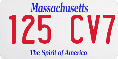 MA license plate 125CV7