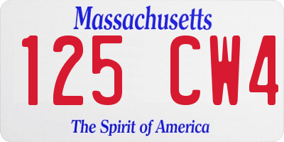 MA license plate 125CW4