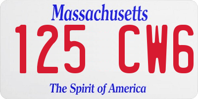 MA license plate 125CW6
