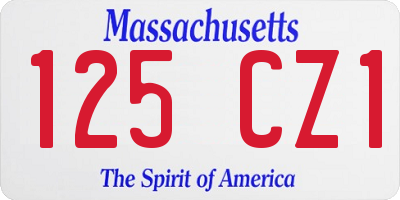 MA license plate 125CZ1