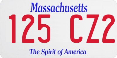 MA license plate 125CZ2