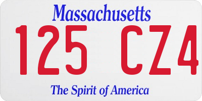 MA license plate 125CZ4