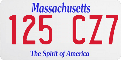 MA license plate 125CZ7