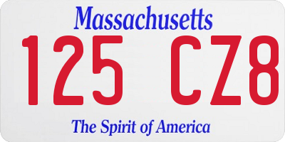 MA license plate 125CZ8
