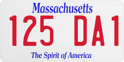 MA license plate 125DA1