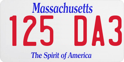 MA license plate 125DA3