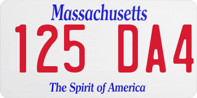 MA license plate 125DA4