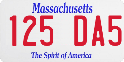 MA license plate 125DA5